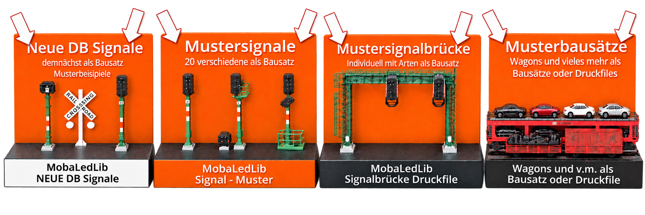 Übersicht mit neuen DB-Signalen, Mustersignalen, Signalbrücke und Musterbausätzen